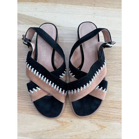 Jack Rogers Amelia City Block Heel Leather Sandals 7 - Picture 1 of 6